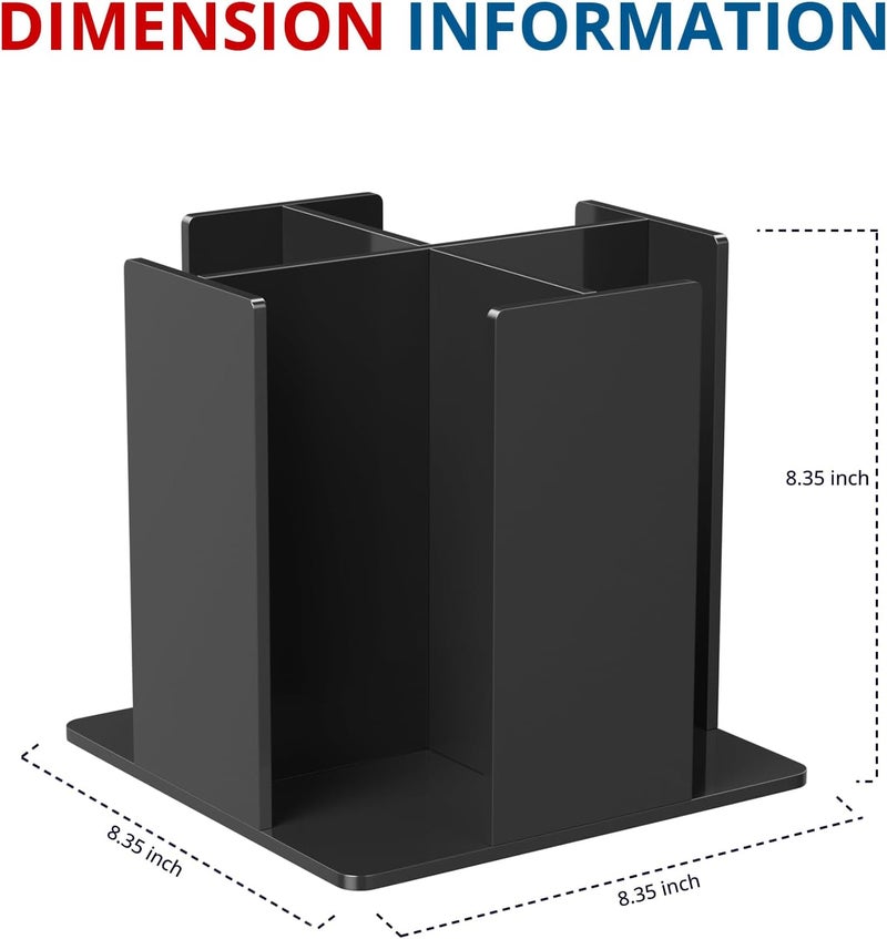 KOTEMON Cup and Lid Holder, 4 Compartment, Square | Rotating Coffee Cup Dispenser Lid Carousel for Restaurant, Buffet, Coffee Station, Bar, Countertop, Black Acrylic - Image 5